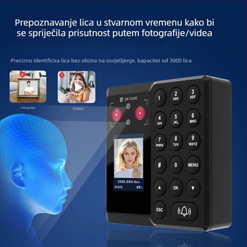 Sustav kontrole pristupa s prepoznavanjem lica, all-in-one uređaj, s venoznim otiskom dlana za evidenciju prisutnosti i pametnim zaključavanjem za ured