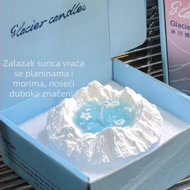 Kutija poklona s ledenim motivom i nišnim mirisnim svijećama za rođendane djevojčica, citrusni miris za spavaću sobu.