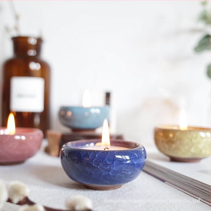 Keramička šalica s ledenim pukotinama za DIY aromatične svijeće, posuda za sojin vosak, kreativni držač svijeće