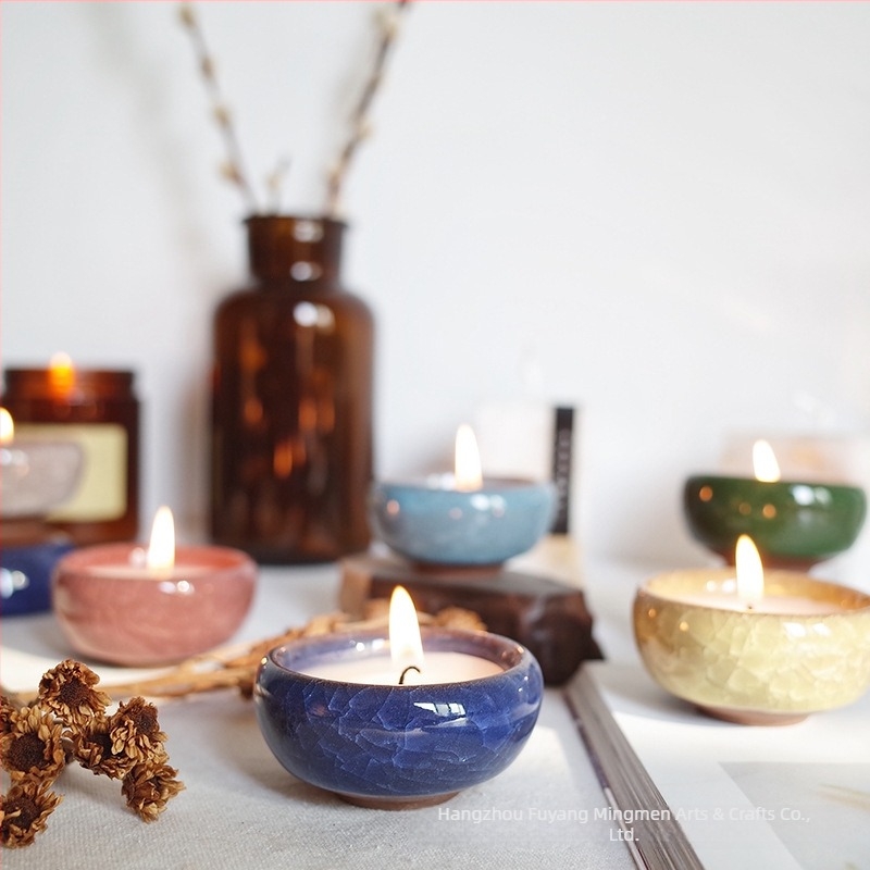 Keramička šalica s ledenim pukotinama za DIY aromatične svijeće, posuda za sojin vosak, kreativni držač svijeće