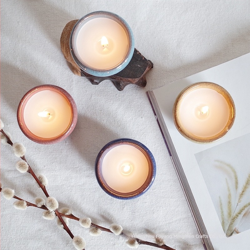 Keramička šalica s ledenim pukotinama za DIY aromatične svijeće, posuda za sojin vosak, kreativni držač svijeće