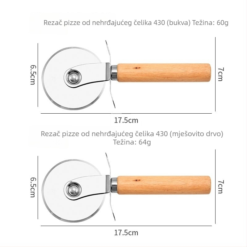 Pizza rezač s drškom od drveta, rezač pizze s jednim kolutom, alat za pečenje pizze, dodatna oprema za kamen za pizzu