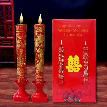 Bezdimne crvene svadbene svijeće – par za svadbenu sobu, set Zmaj i Feniks