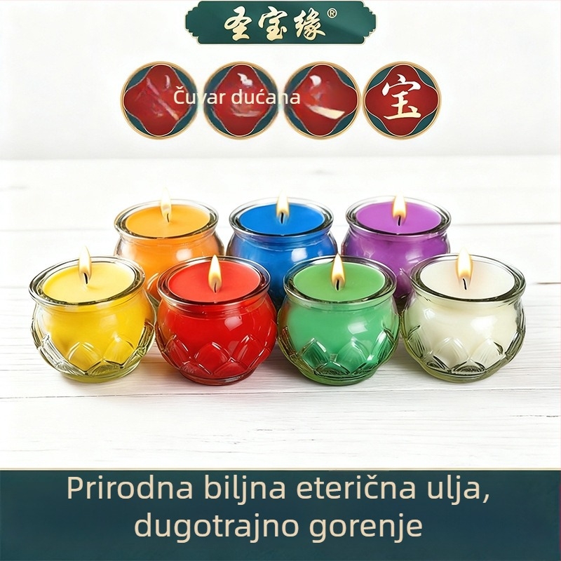 24-satna bezdimna lampica od lotosa, oblik cvijeta, vosak od soje, crveno i žuto, set od 6 komada