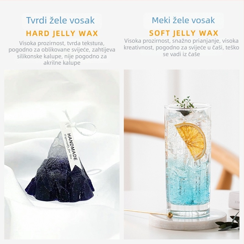 Set materijala za želatinske svijeće – prozirni aromatski sirovinski materijali za svijeće, 500 g kristalnog voska