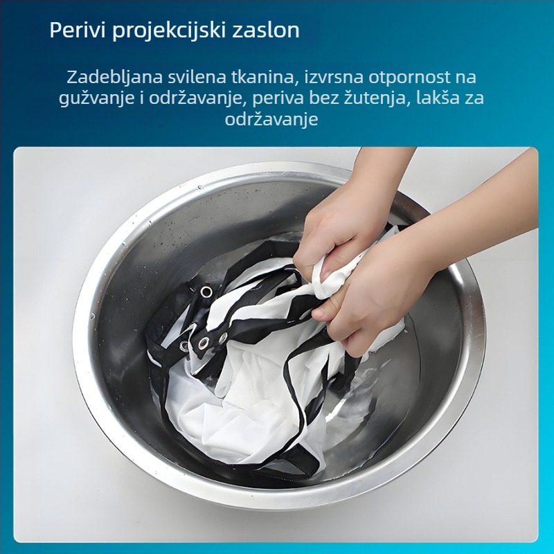 Sklopivi projekcijski ekran od mliječne svile za kućnu, uredsku i vanjsku upotrebu, 16:9 širokokutna projekcija, zidni nosač