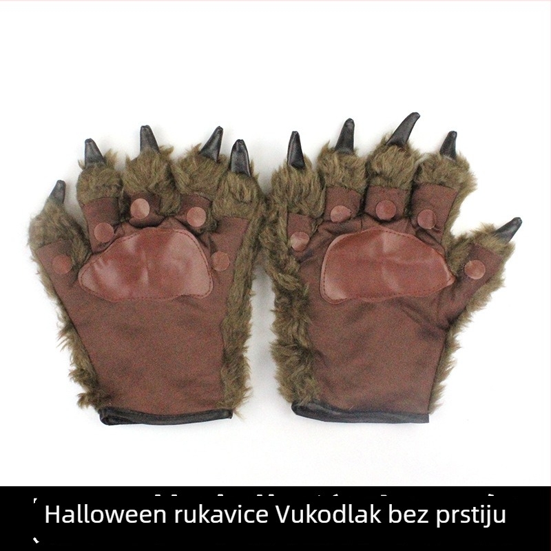 Halloween rukavice: stilovi werewolf i orangutan za makeup i scenske rekvizite, dodatci za kostim