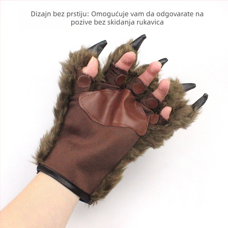 Halloween rukavice: stilovi werewolf i orangutan za makeup i scenske rekvizite, dodatci za kostim
