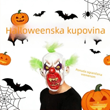 Lateks maska zlog klauna za Halloween, horor zombie, krvavi dodatak za glavu