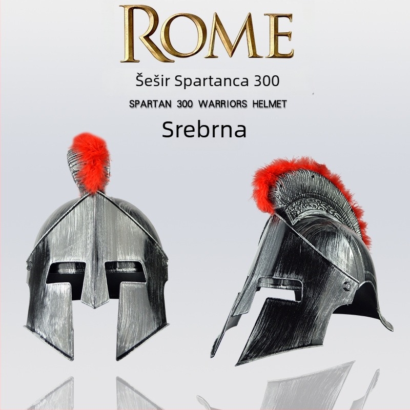 Plastični rekviziti za kostim: rimska kaciga, spartanska kaciga, ratnička kapa, vikingska kapa s rogovima