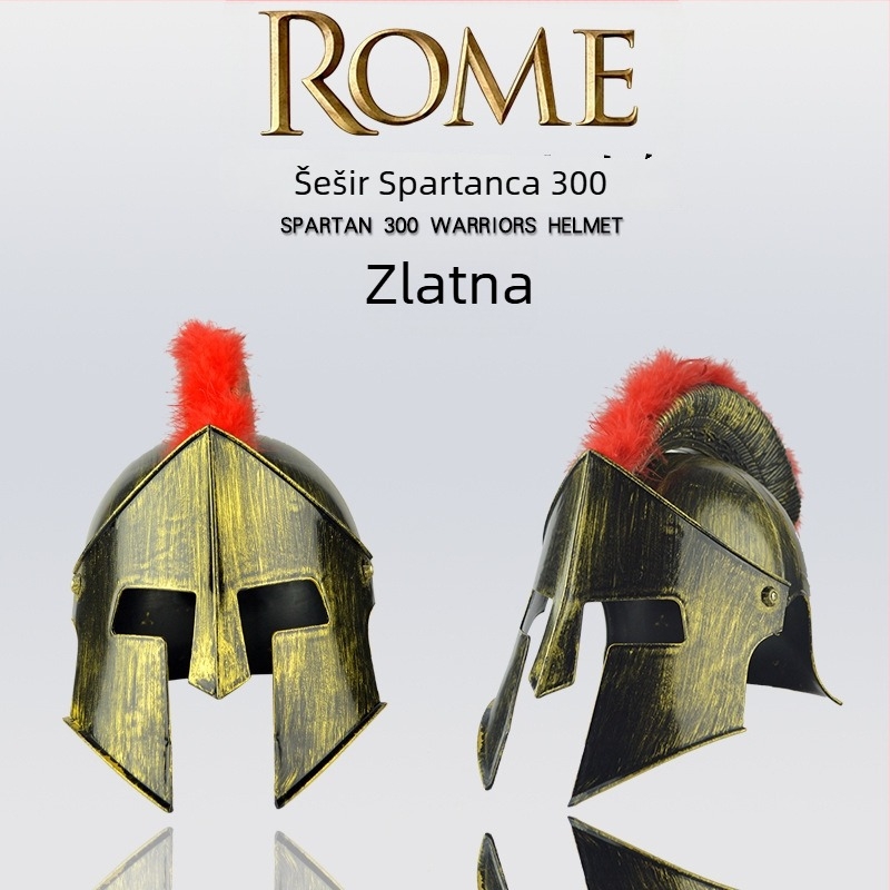 Plastični rekviziti za kostim: rimska kaciga, spartanska kaciga, ratnička kapa, vikingska kapa s rogovima