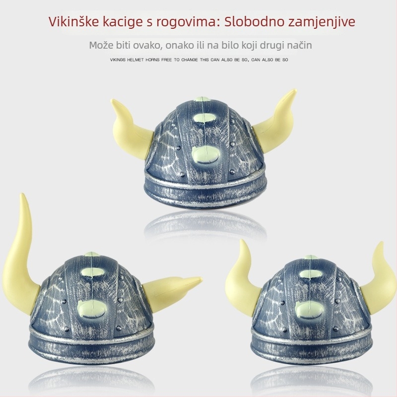 Plastični rekviziti za kostim: rimska kaciga, spartanska kaciga, ratnička kapa, vikingska kapa s rogovima