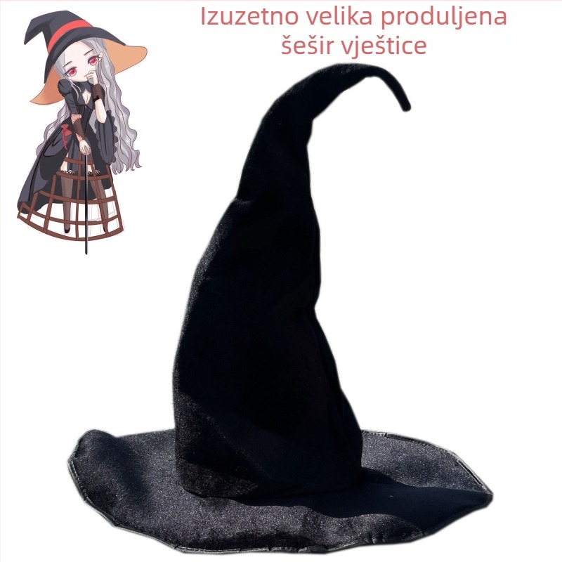 Crna šešir od Oxford tkanine za Halloween, za šminku i kostim, u stilu Harryja Pottera