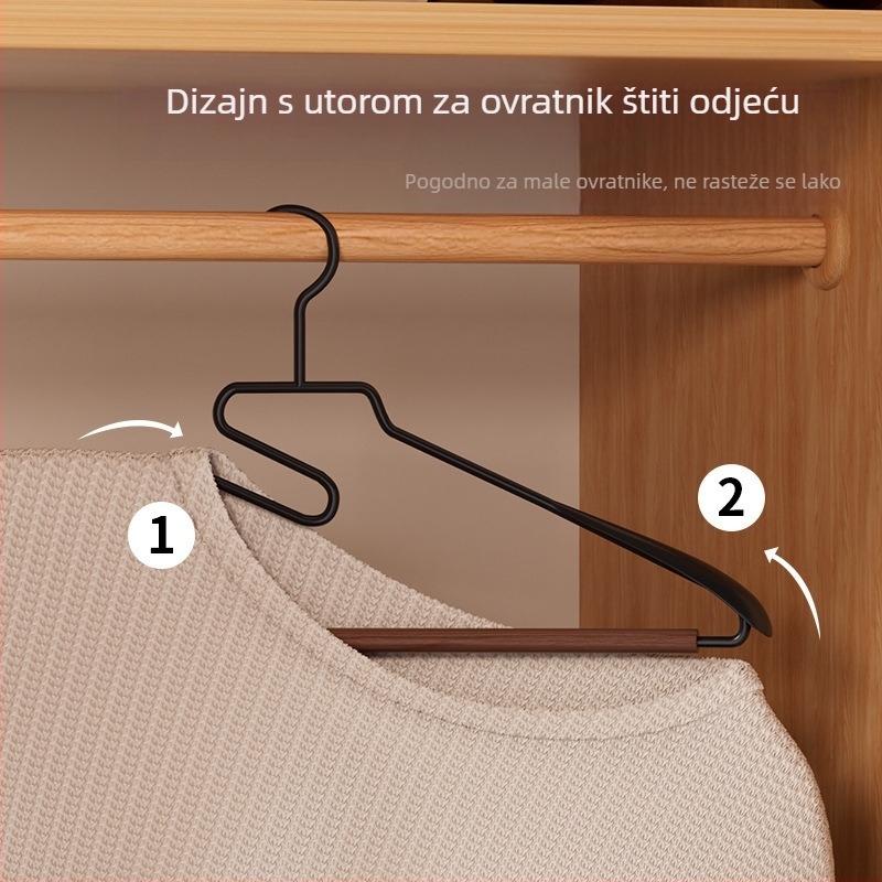 Drvena vješalica za kućnu upotrebu — luksuzna, protuklizna, bez mrlja, s широким ramenima za kapute