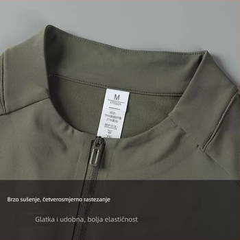 Muški brzi sušilni mikrofleece s dugim rukavom i zipom, za trčanje, planinarenje i vježbanje na otvorenom