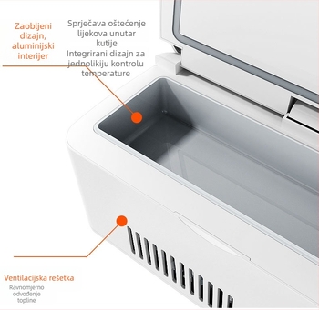 Automobilski hladnjak inzulina, prijenosni termoelektrični hladnjak, kapaciteta do 5 L, USB napajanje 5V, kućište s gumiranim premazom