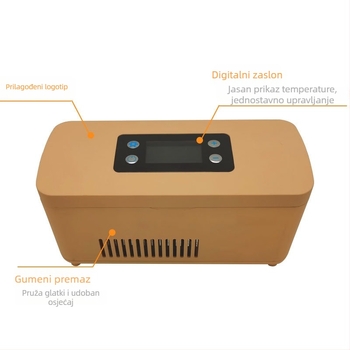 Automobilski hladnjak inzulina, prijenosni termoelektrični hladnjak, kapaciteta do 5 L, USB napajanje 5V, kućište s gumiranim premazom
