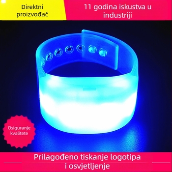 LED svijetleća narukvica za koncerte s bežičnim daljinskim upravljačem, tisk logotipa do 25×40 mm, više boja