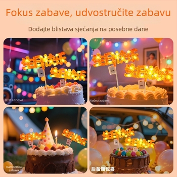 Sijajući LED natpis Happy Birthday za ukrašavanje torte