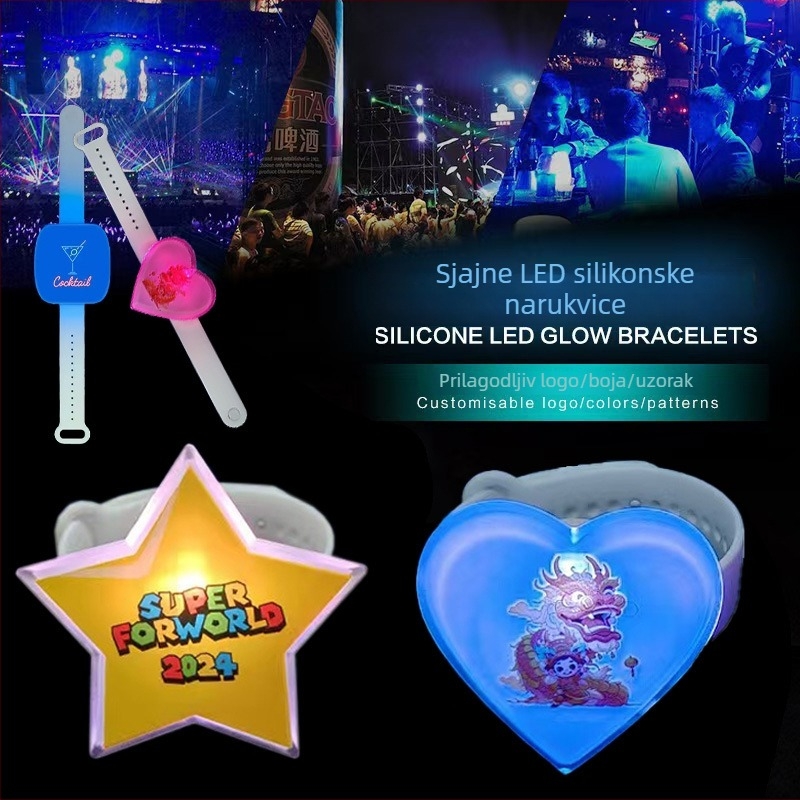 Svjetleći LED silikon narukvica za koncerte i glazbene festivale – rekvizit za atmosferu