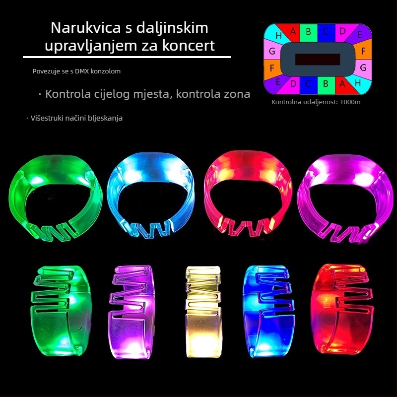 LED svijetleći narukvica s daljinskim upravljanjem za koncerte, barove i glazbene festivale