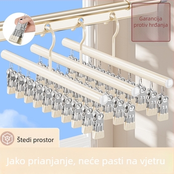 Nerđajući stalak za sušenje čarapa s višestrukim klipsama, za balkon ili studentski dom; pogodan za dječje čarape i donje rublje