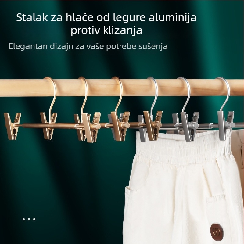 Držač hlača od aluminijske legure, protuklizni klipsovi za suknje, organizator odjeće, vješalica za odrasle i djecu