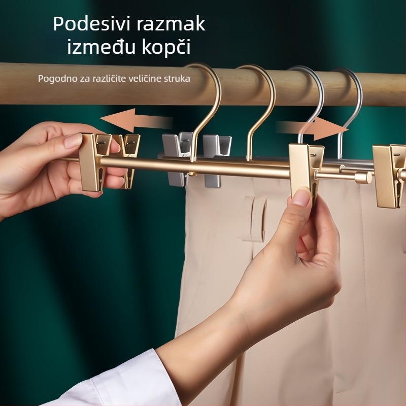 Držač hlača od aluminijske legure, protuklizni klipsovi za suknje, organizator odjeće, vješalica za odrasle i djecu