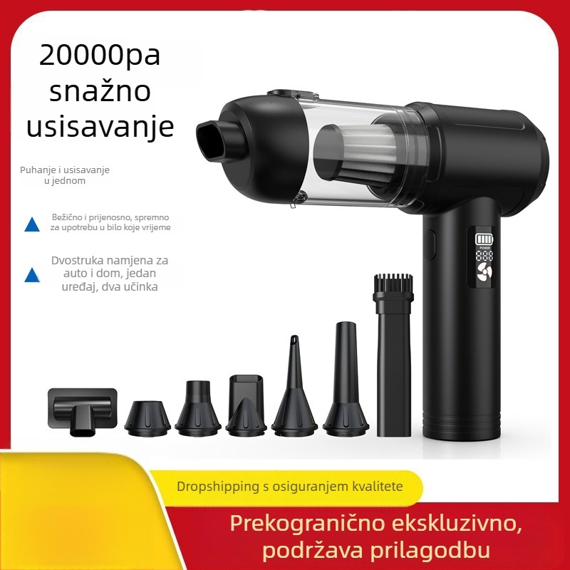 Automobilski usisavač s dvostrukom funkcijom: snažan usis, bezčetkasti motor, ugrađeni inflator, digitalni LED zaslon
