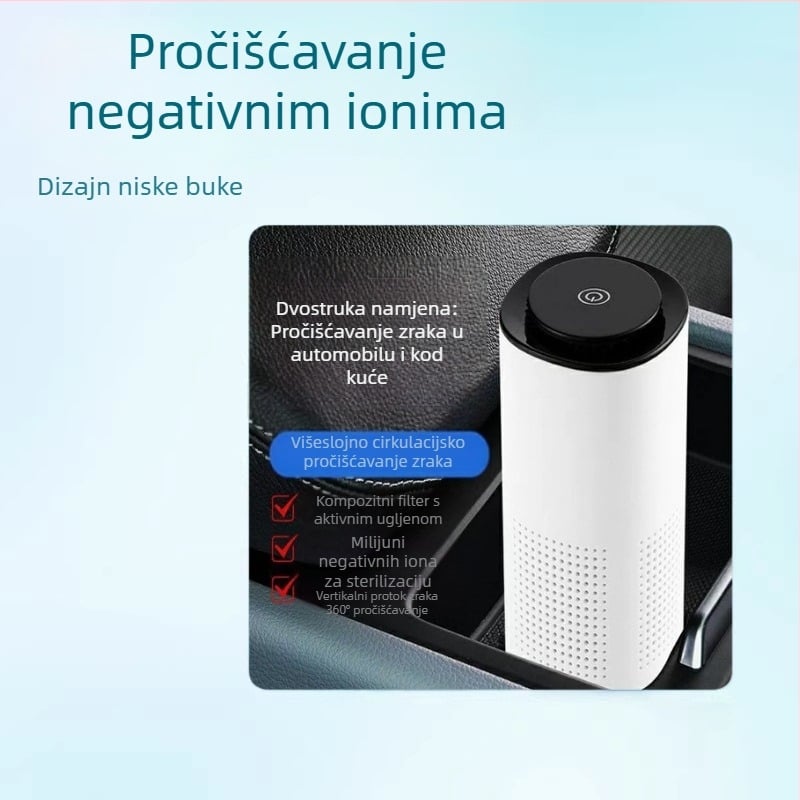 Ponzi Pročišćivač zraka s negativnim jonima za automobil, s aktivnim ugljenom za uklanjanje mirisa, kompaktni stolni uređaj za kućnu upotrebu