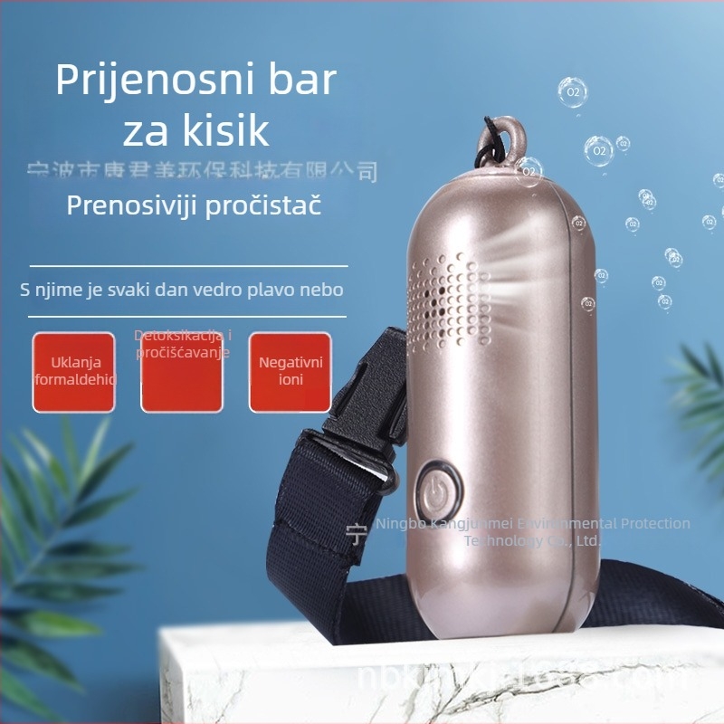 Vješajući čistač zraka oko vrata, uklanjanje mirisa kućnih ljubimaca, prenosni kisik-bar, negativni ioni, bez potrošnog materijala, pogodan za majke i bebe