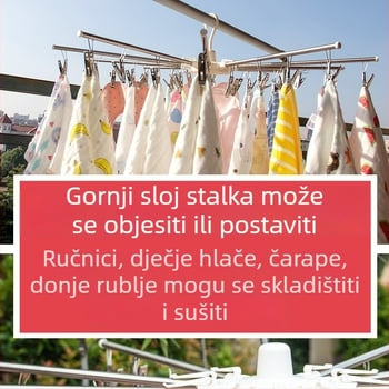 Podni sklopivi sušilica za bebe – nehrđajući čelik, višenamjenska za pelene i ručnike, balkon