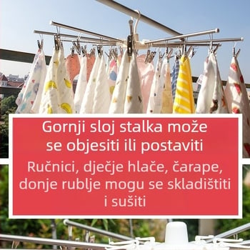 Podni sklopivi sušilica za bebe – nehrđajući čelik, višenamjenska za pelene i ručnike, balkon