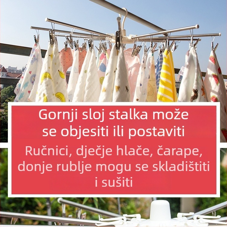 Podni sklopivi sušilica za bebe – nehrđajući čelik, višenamjenska za pelene i ručnike, balkon