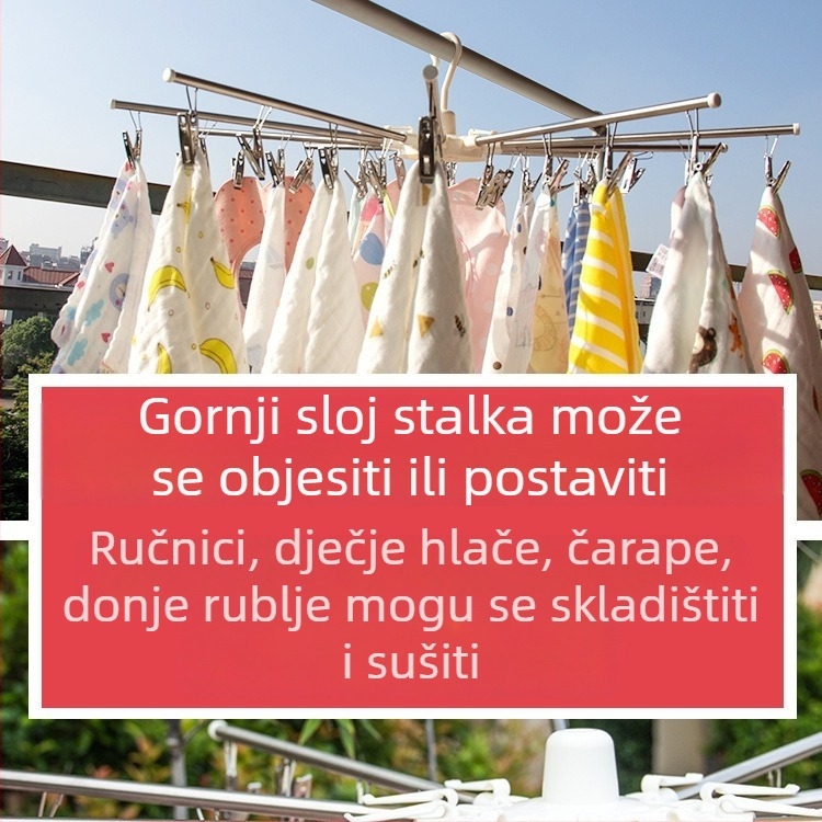 Podni sklopivi sušilica za bebe – nehrđajući čelik, višenamjenska za pelene i ručnike, balkon