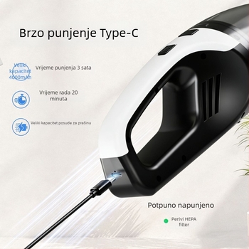 Gaotech prijenosni bežični usisavač za auto, ručni, snažan, za kućnu uporabu