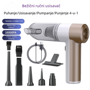 Bežični ručni usisavač za automobil s funkcijom puhanja i usisavanja, višenamjenski, kompaktan, punjiv