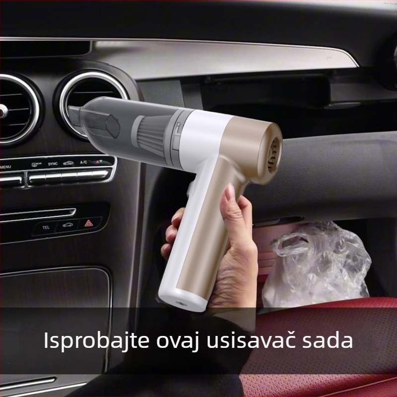 Bežični ručni usisavač za automobil s funkcijom puhanja i usisavanja, višenamjenski, kompaktan, punjiv