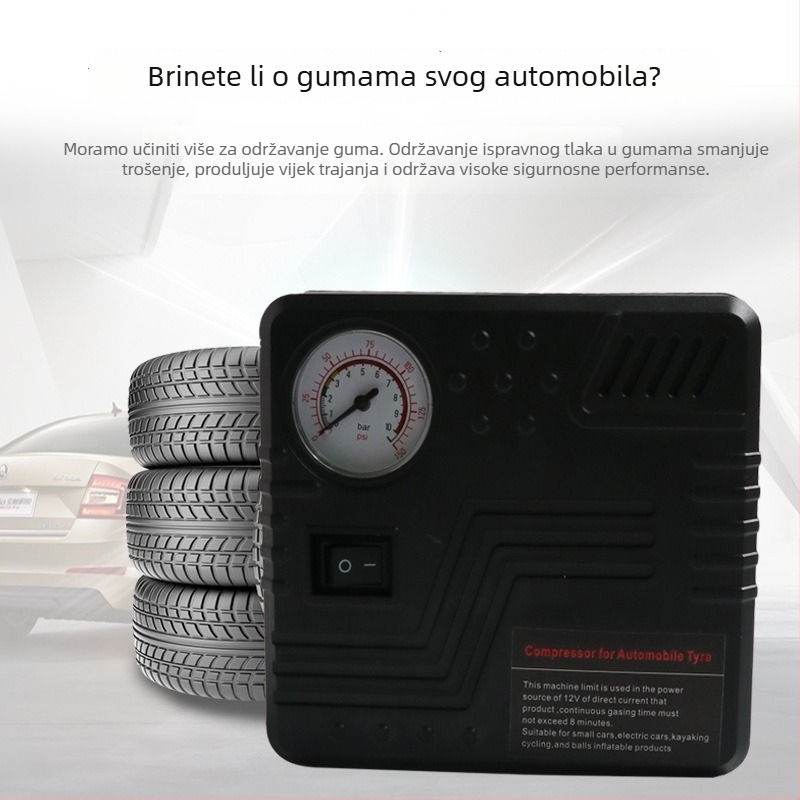 19-cijevna automobilska pumpa za zrak visoke snage, kompaktna pumpa za gume, 12V prijenosna pumpa za automobile i bicikle