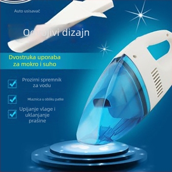 Veliki auto usisavač za mokro i suho, mini, prenosni, plavo-bijeli