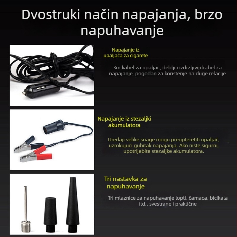 Metalna pumpa za zrak u automobilu, s jednim cilindrom, 12V