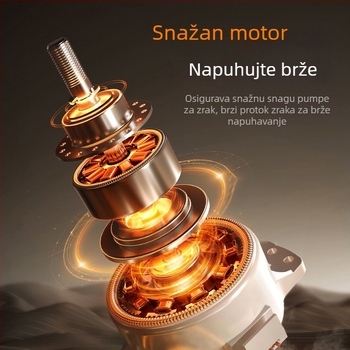 Prijenosna pumpa zraka za automobil, brzo napuhivanje guma za automobile i motocikle, kompaktna električna pumpa s manometrom
