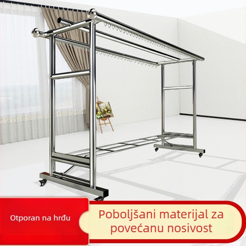 Stalak za sušenje odjeće od 304 otporne čelika, ojačan za balkon, vanjska upotreba, produžen i pomican