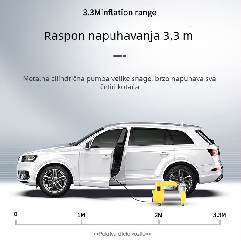 Električna pumpa za auto gume, 3-u-1, s LED svjetlom, 150 PSI