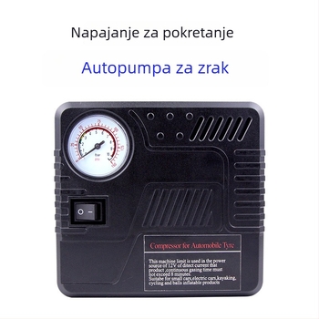 Prenosiva 12V električna pumpa za auto gume, četvrtastog dizajna
