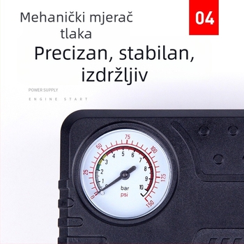 Prenosiva 12V električna pumpa za auto gume, četvrtastog dizajna