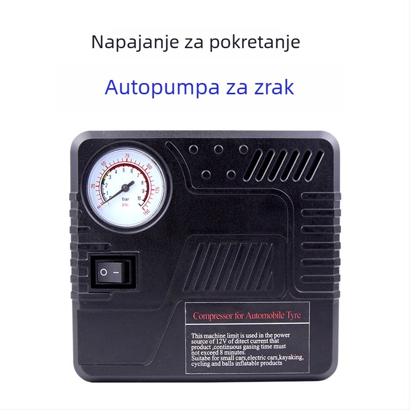 Prenosiva 12V električna pumpa za auto gume, četvrtastog dizajna