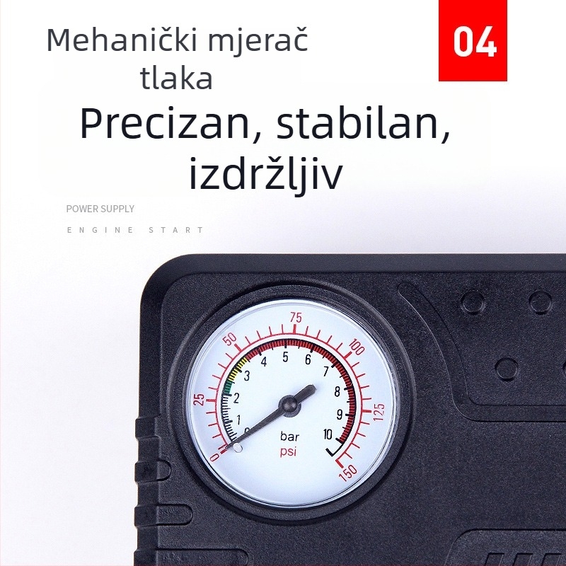 Prenosiva 12V električna pumpa za auto gume, četvrtastog dizajna