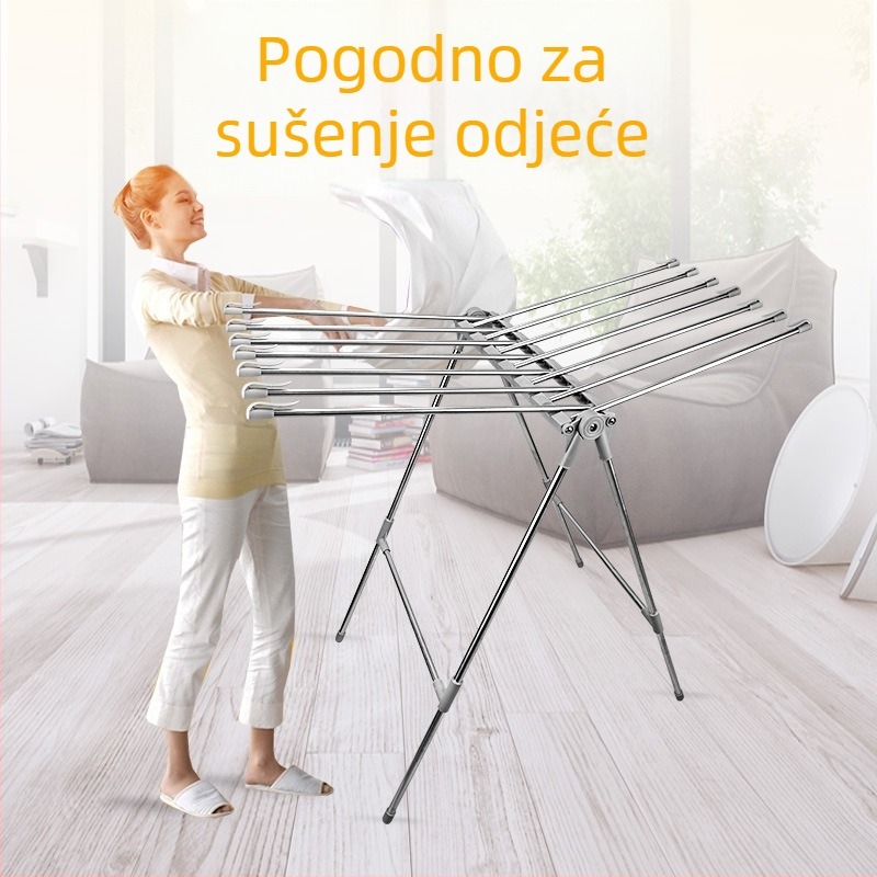 Sklopivi stalak za sušenje od nehrđajućeg čelika, dizajn u obliku krila, za unutarnju upotrebu, na prozorski prag, prenosiv