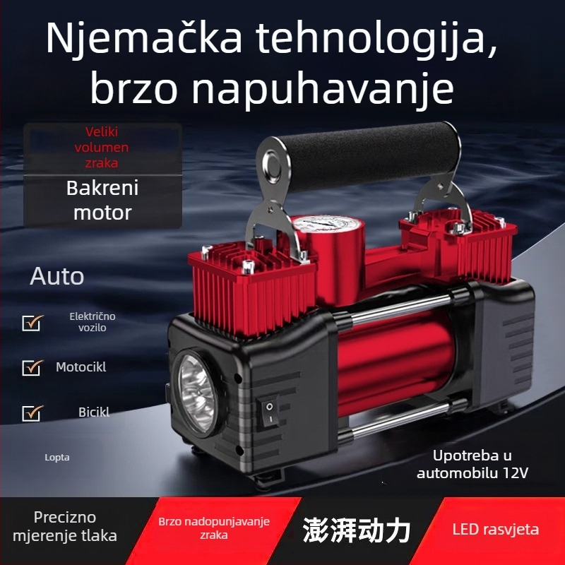 Prenosna električna dvocilindrična pumpa za automobile, visok tlak